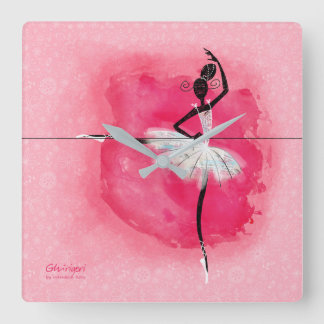 Ballerina at the barre square wall clock