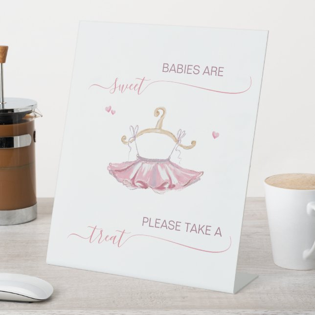 Ballerina Babies are sweet baby shower favour trea Pedestal Sign (In SItu)