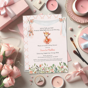 Ballerina Baby Girl Shower Tutu Elegant Giraffe Invitation