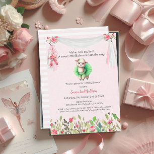 Ballerina Baby Girl Shower Tutu Elegant Llama Invitation