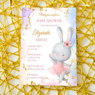 Ballerina baby shower cute dancing bunny  invitation