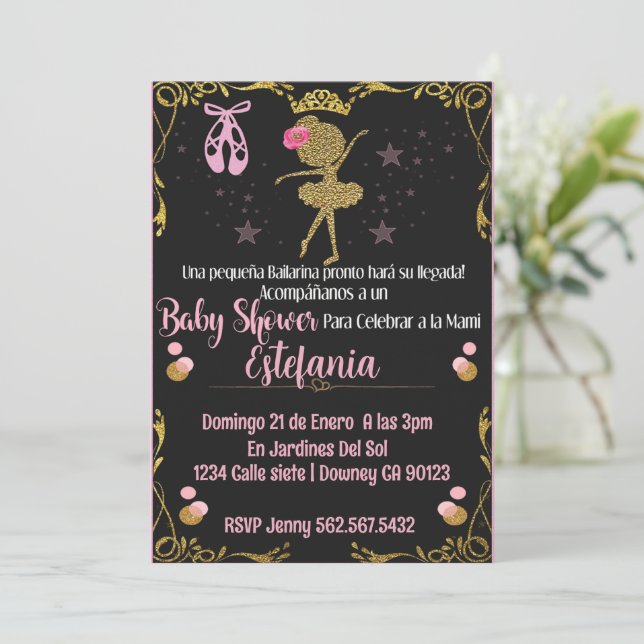 Ballerina Baby shower invitacion de bailarina Invitation (Standing Front)