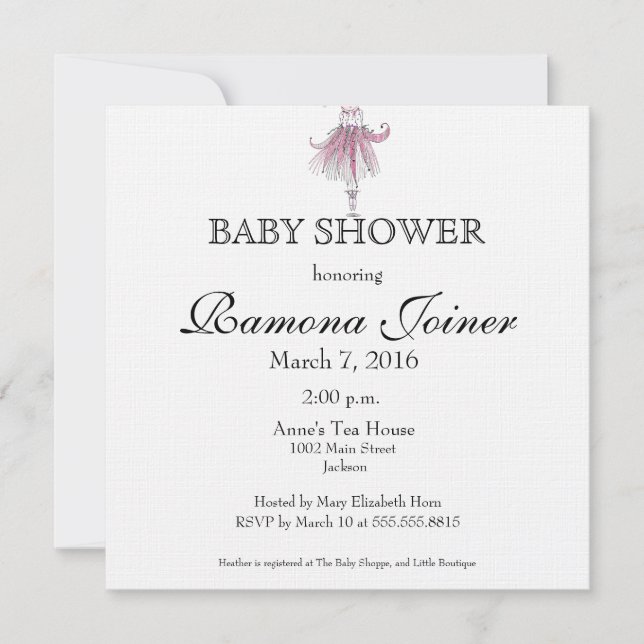 Ballerina Baby Shower Invitation (Front)