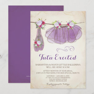 Ballerina Baby Shower Invitation Girl, Purple