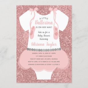 Ballerina Baby Shower Invitation, Pink Invitation