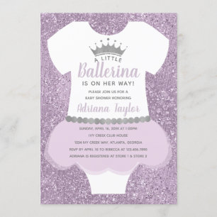 Ballerina Baby Shower Invitation, Purple Invitation