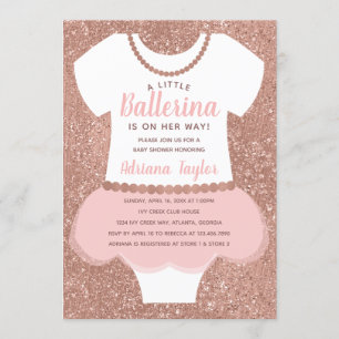 Ballerina Baby Shower Invitation, Rose Gold Invitation