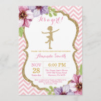 Ballerina Baby Shower Pink and Gold Glitter