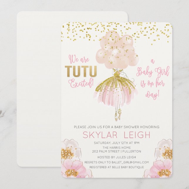 Ballerina Ballet Baby Shower Invitation (Front/Back)