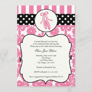 Ballerina Ballet Baby Shower Invitations - Pink