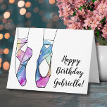 Ballerina Ballet Birthday Party Card<br><div class="desc">The classic ballerina point shoes looks just as elegant in this colourful watercolor print. Great for the ballet dancers or lovers in your life!  Customise with the name of the birthday ballerina!  You can also change the text for a ballet recital,  graduation,  competition or more.</div>