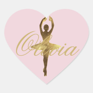 Ballerina Ballet Dancer Custom Name Olivia Heart Sticker