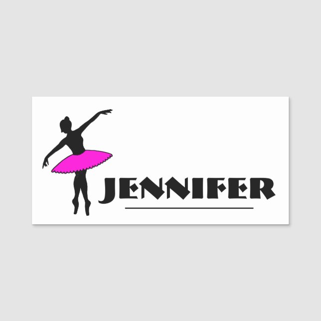 Ballerina Ballet Dancer Dance Studio Teacher Name Tag (Front)