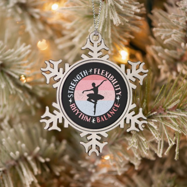 Ballerina Ballet Dancer - Mindset Values Snowflake Pewter Christmas Ornament (Tree)