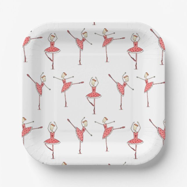 Ballerina Ballet Dancer Paper Plate (Front)
