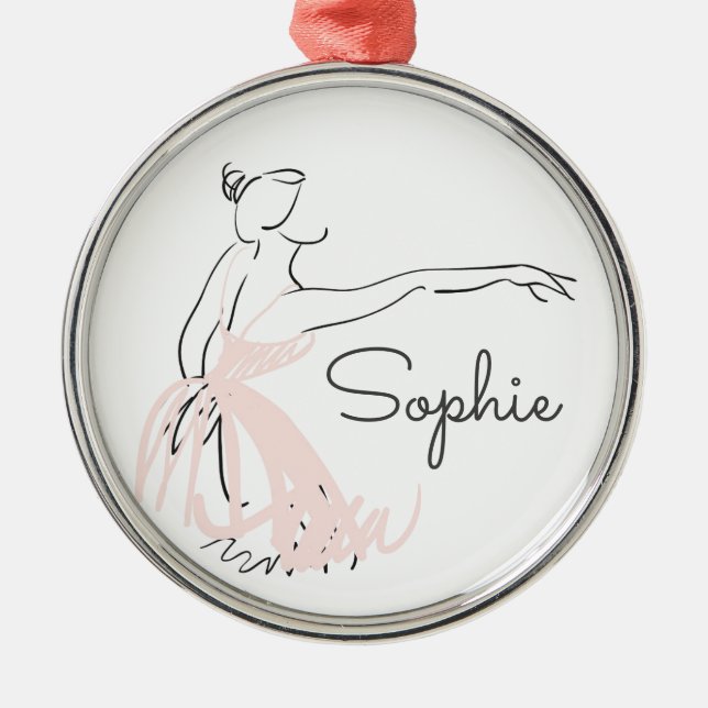 Ballerina ballet dancer personal name metal tree decoration (Front)