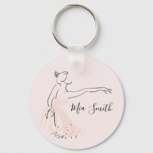 Ballerina ballet dancer personalised name gift key ring