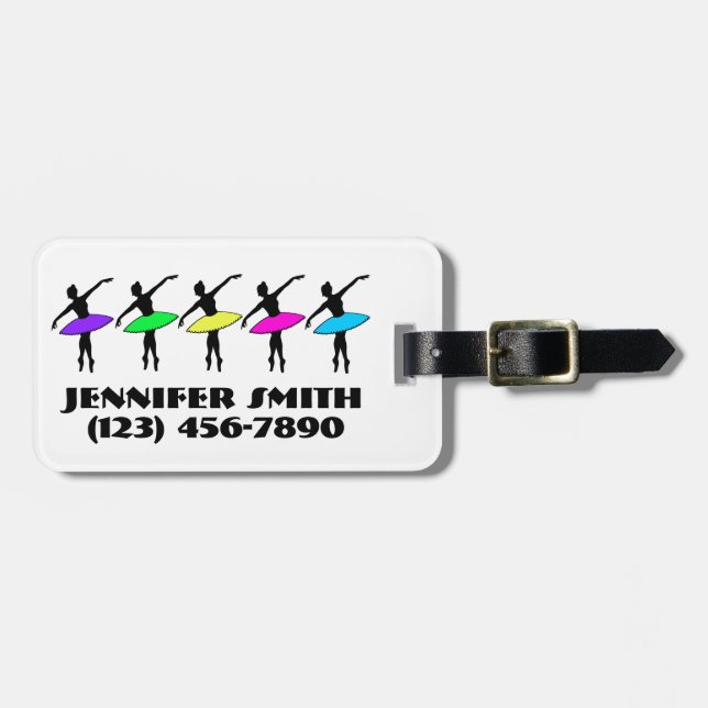 Ballerina Ballet Dancer Personalised Neon Tutus Luggage Tag (Front Horizontal)