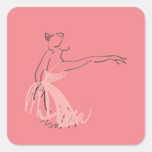 Ballerina ballet dancer square sticker
