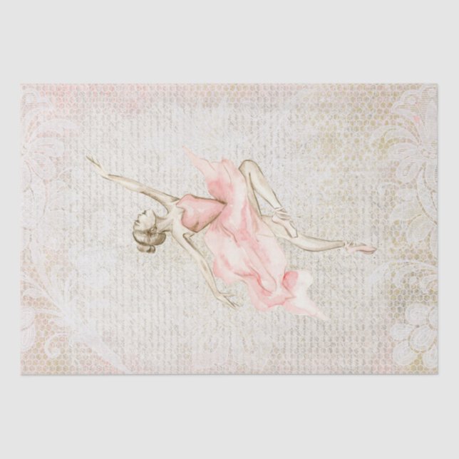 Ballerina Ballet Dancer Watercolor Tissue Paper (Front)
