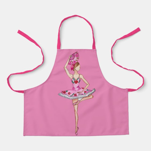 Ballerina ballet dancer with a hand fan        apr apron (Front)