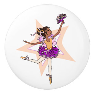 Ballerina ballet dark girl art doorknob ceramic knob