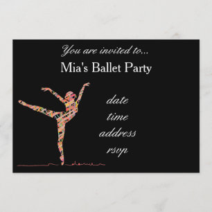 Ballerina ballet girl party invitation