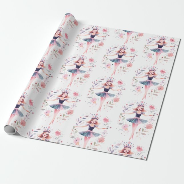 Ballerina Ballet Nutcracker Wrapping Paper (Unrolled)