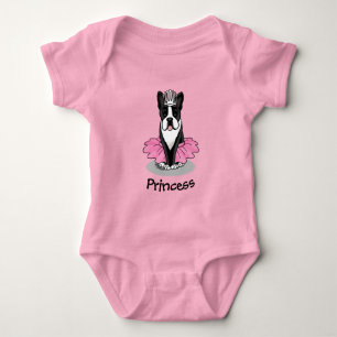 Ballerina Ballet Princess Boston Terrier (black) Baby Bodysuit
