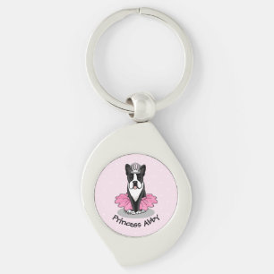 Ballerina Ballet Princess Boston Terrier (black) Key Ring