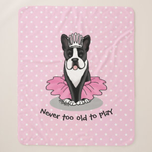 Ballerina Ballet Princess Boston Terrier (black) Sherpa Blanket