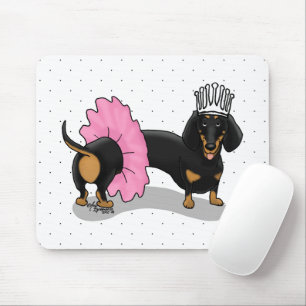 Ballerina Ballet Princess Dachshund (black & tan) Mouse Mat