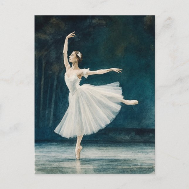 Ballerina Ballet Watercolor Postcard (Front)