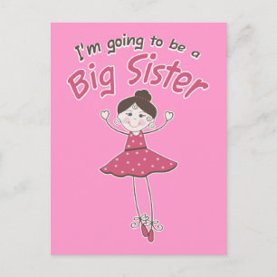 Ballerina Big Sister To Be Announcement Postcard