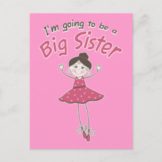 Ballerina Big Sister To Be Announcement Postcard