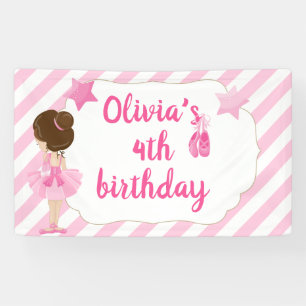 Ballerina Birthday Banner with pink stripes