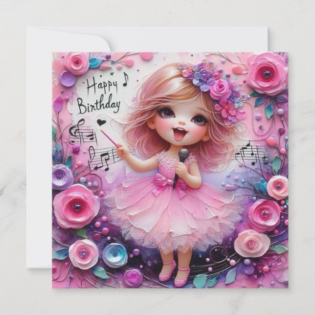 BALLERINA Birthday Card ~ young child ~ Pink ~ (Front)
