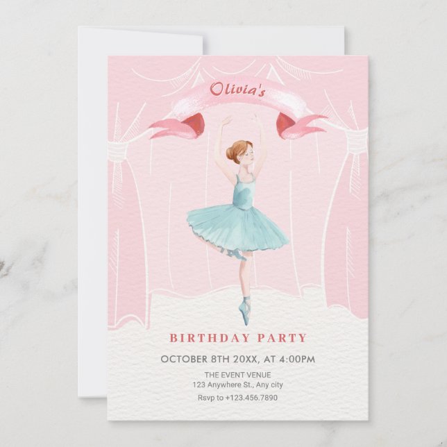 Ballerina birthday invitation (Front)