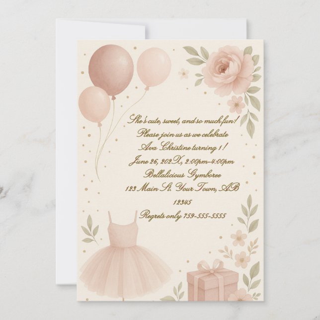 Ballerina Birthday Invitation (Front)