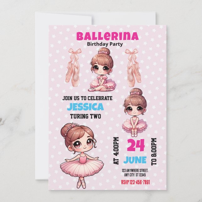 Ballerina Birthday Invitation (Front)