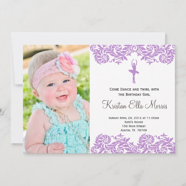 Ballerina Birthday Invitation (Front)