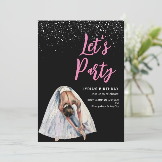 Ballerina Birthday Invitation Ballet Dancer Birthd (Standing Front)