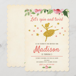 Ballerina Birthday Invitation / Vintage / Retro