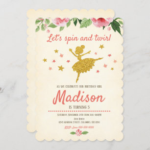 Ballerina Birthday Invitation / Vintage / Retro