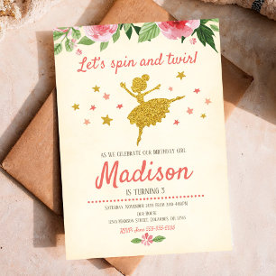 Ballerina Birthday Invitation / Vintage / Retro