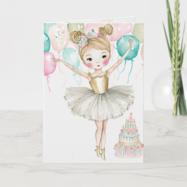 Ballerina, Birthday, Little Girl Graphic Arts Card (Front)