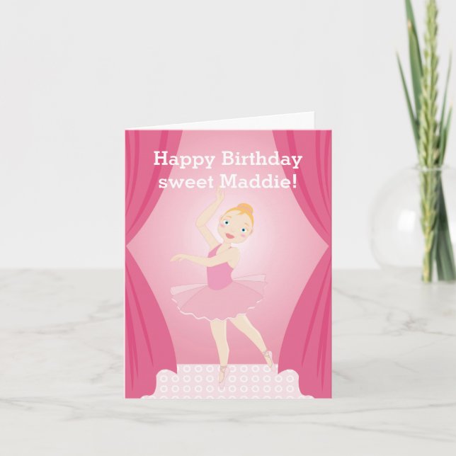 Ballerina birthday party card (Front)