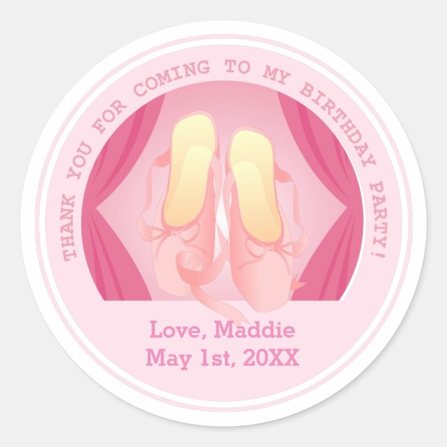 Ballerina birthday party classic round sticker (Front)