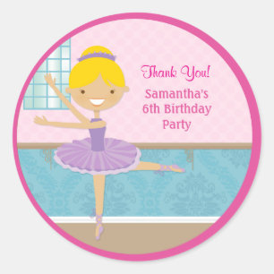 Ballerina Birthday Party Favour Stickers