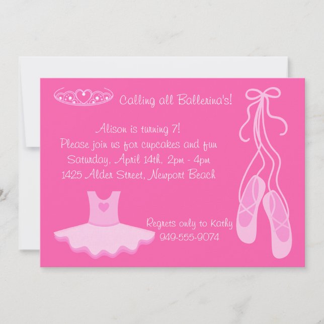 Ballerina Birthday Party Invitation (Front)